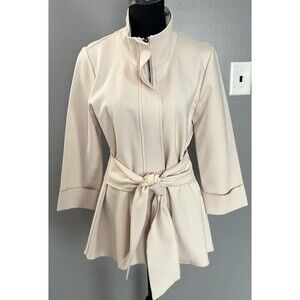 Luii Valentina Beige Stretch Jacket Light Weight Faux Belted Coat Size Small